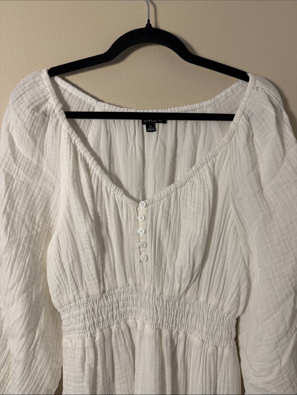 J.Crew Women's White Soft Gauze V-Neck Midi Dress Smocked Waist Size XS - Picture 5 of 15